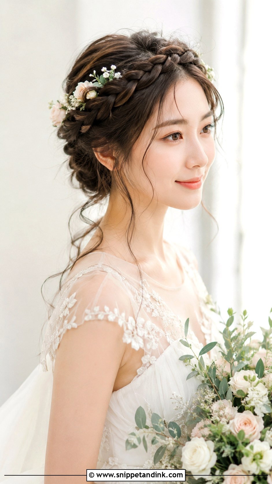 Braided Crown Bridal Hairstyle - Snippet and Ink - 25 Asian Wedding Hairstyles