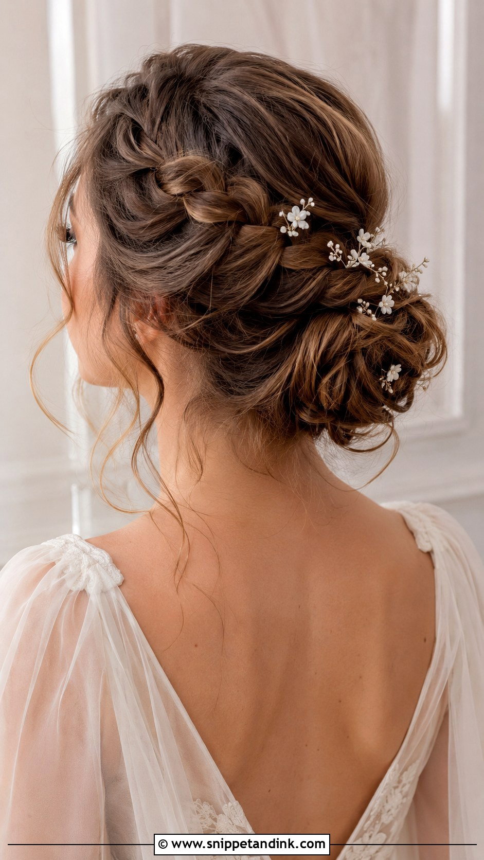 Braided Crown Bridal Hairstyle For Medium Hair - Snippet and Ink - 15 Simple Bridal Hairstyles for Medium Hair