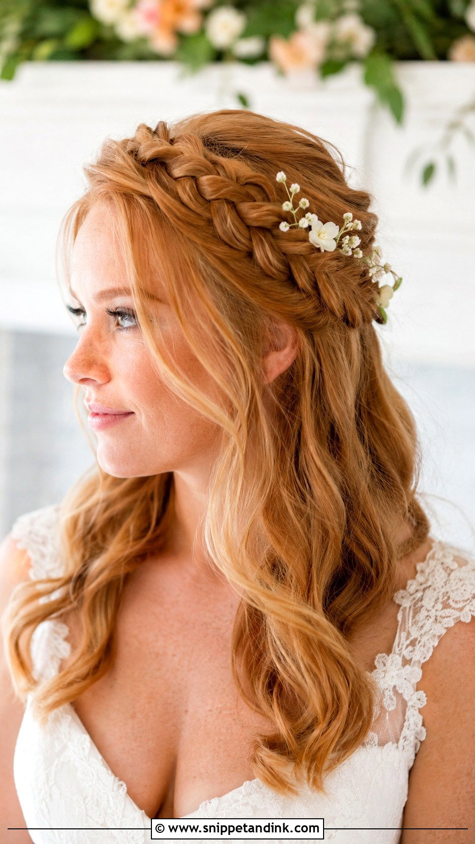 Braided Crown Bridal Hairstyle For Square Face - Snippet and Ink - 15 Square Face Bridal Hairstyles