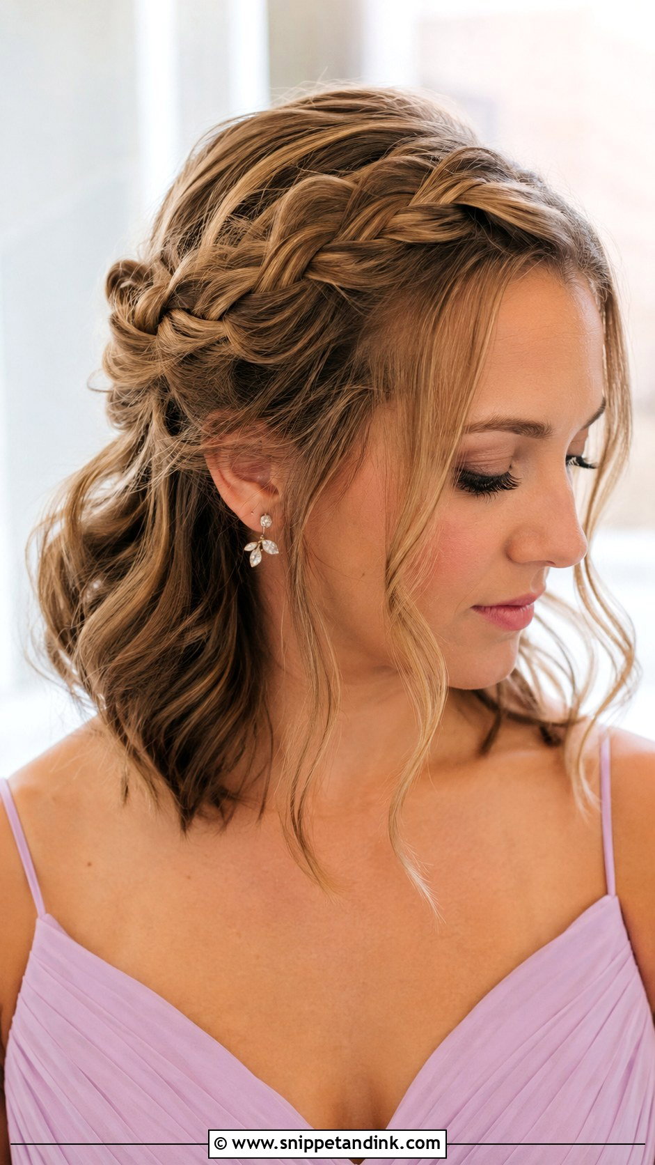 Braided Crown Bridesmaid Hair Medium Length - Snippet and Ink - 20 Bridesmaid Hair Styles Medium Length