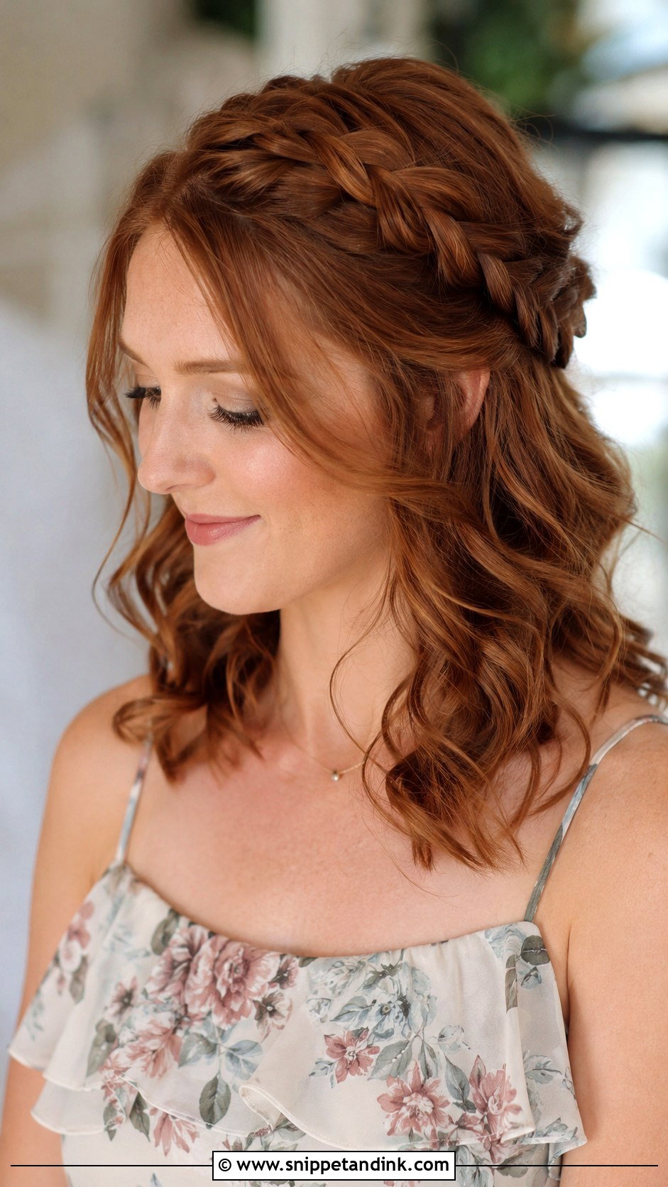 Braided Crown Bridesmaid Hairstyle For Medium Hair - Snippet and Ink - 30 Bridesmaid Hairstyles Medium Length