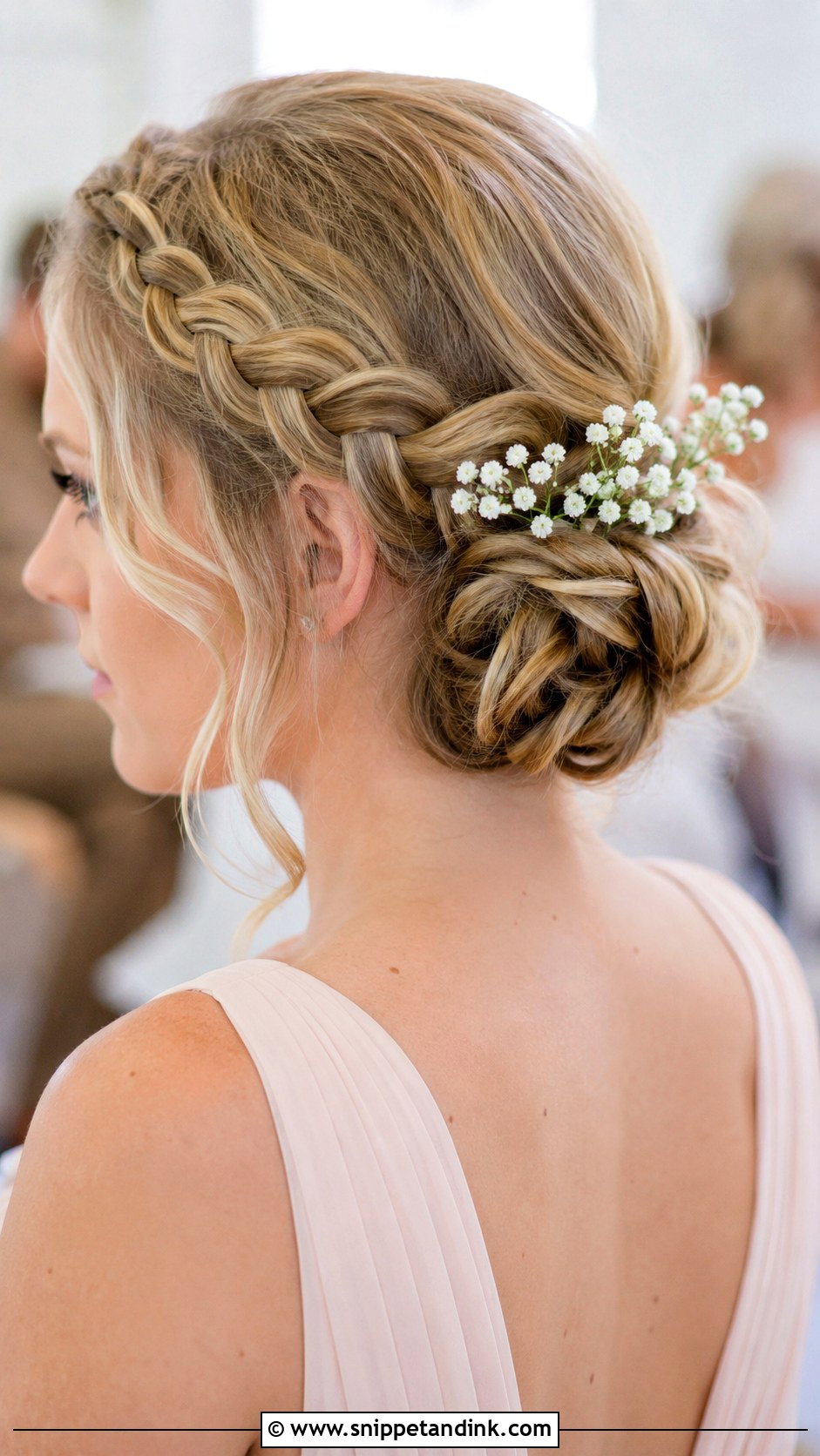Braided Crown Bridesmaid Updo - Snippet and Ink - 20 Simple Bridesmaid Hair Updo Ideas