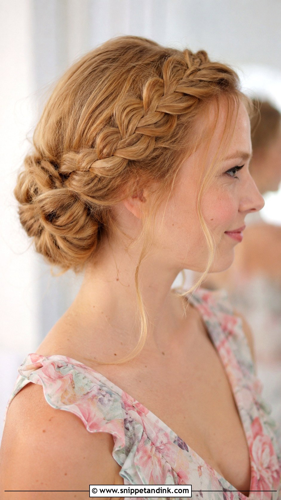 Braided Crown Bridesmaid Updo - Snippet and Ink - 35 Bridesmaid Updo Hairstyles