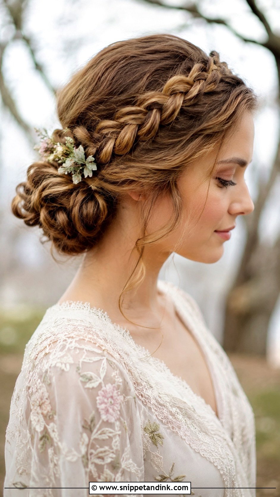 Braided Crown Bun - Snippet and Ink - 35 Bridal Bun Ideas