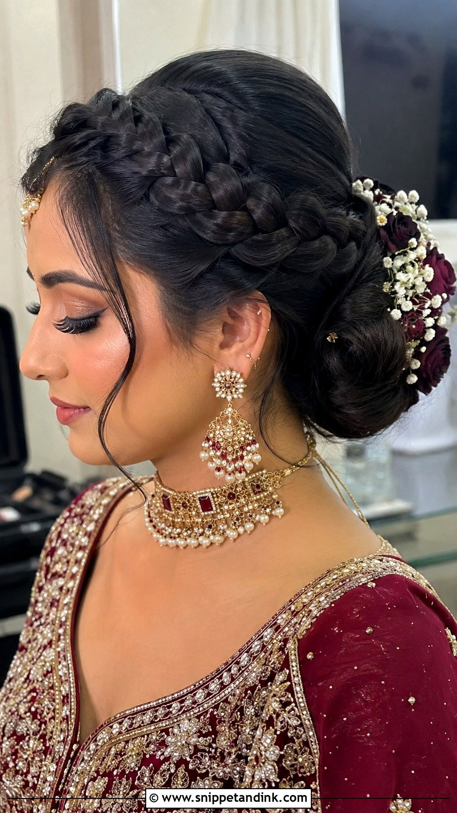 Braided Crown Bun - Snippet and Ink - 20 Pakistani Barat Bridal Hair Styles