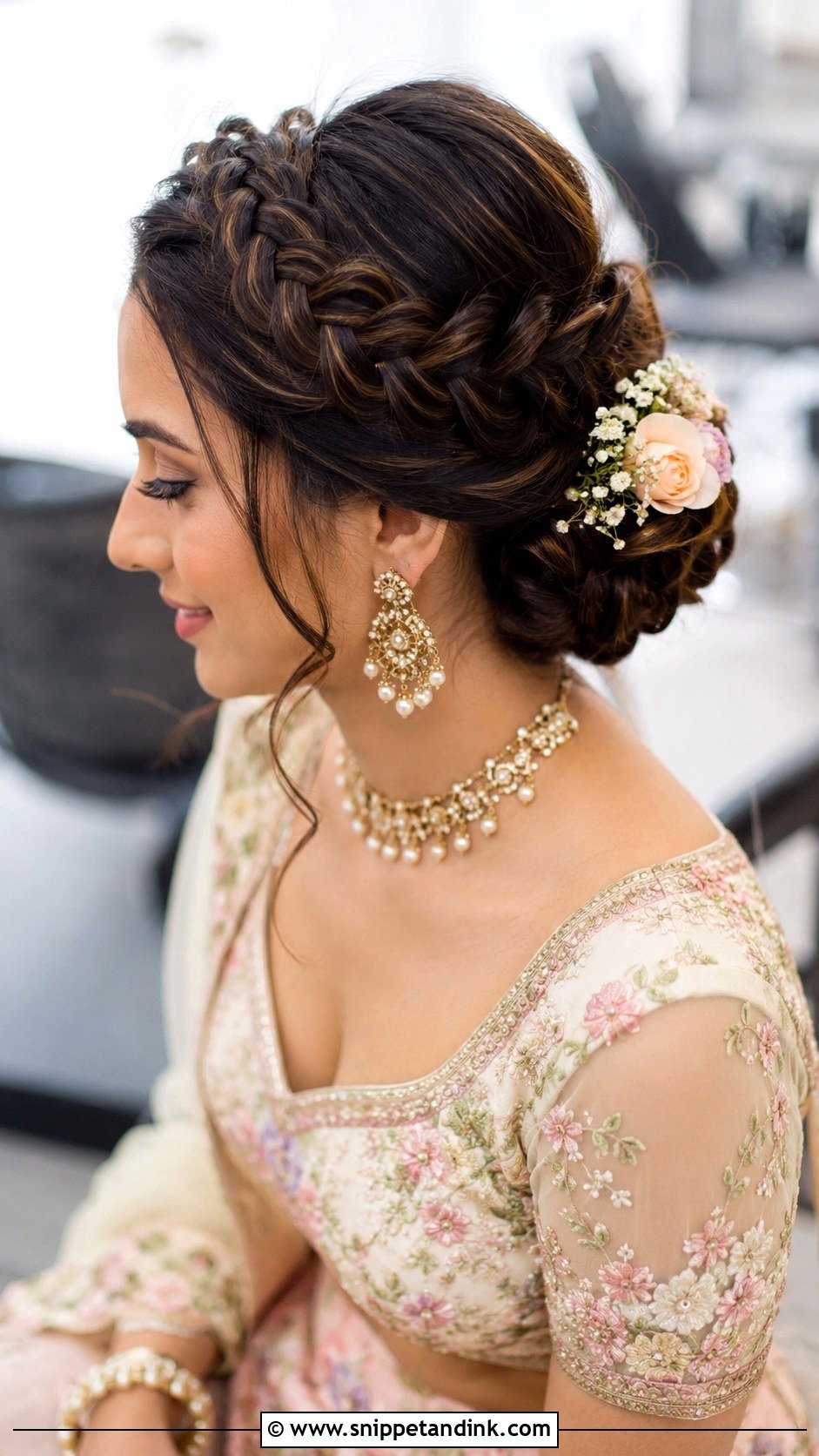 Braided Crown Bun - Snippet and Ink - 30 Indian Bridal Bun Hairstyles