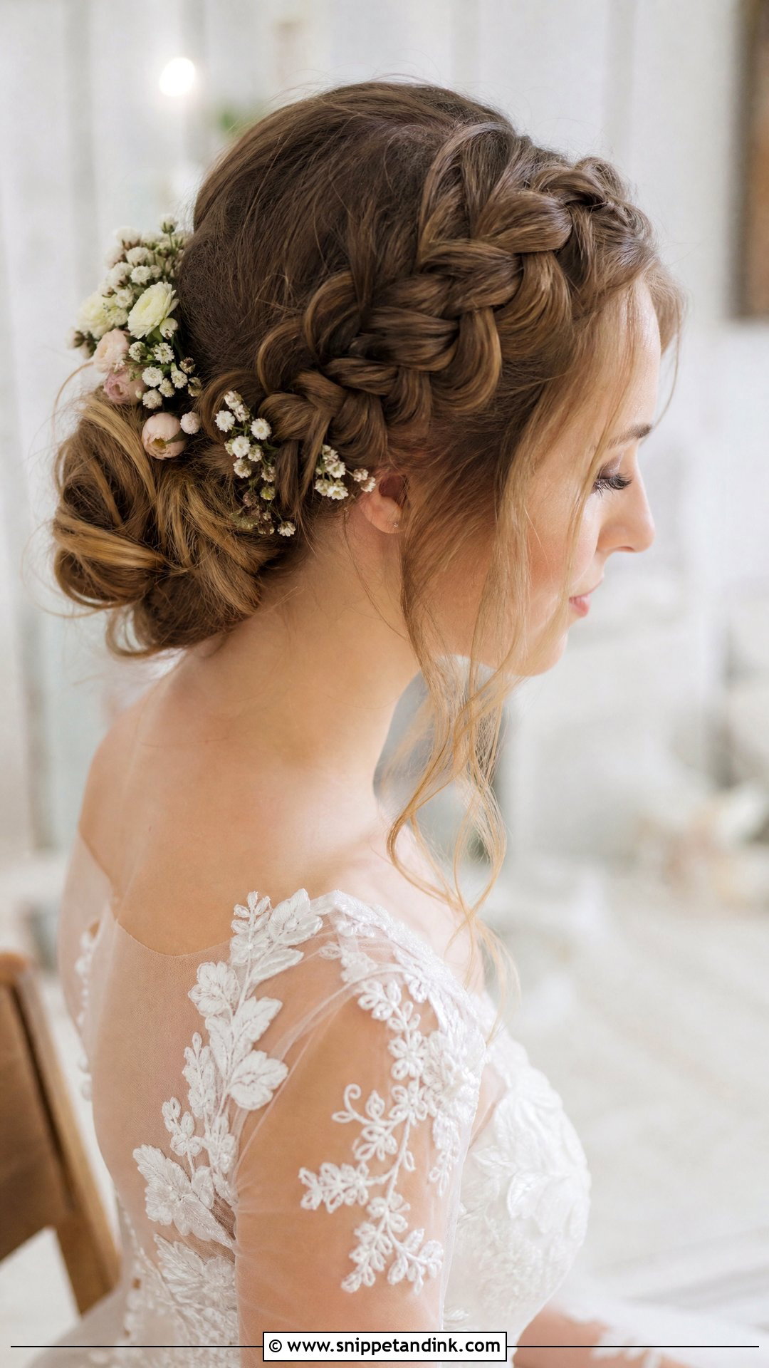 Braided Crown Bun Wedding - Snippet and Ink - 20 Bride Bun Hairstyle Ideas