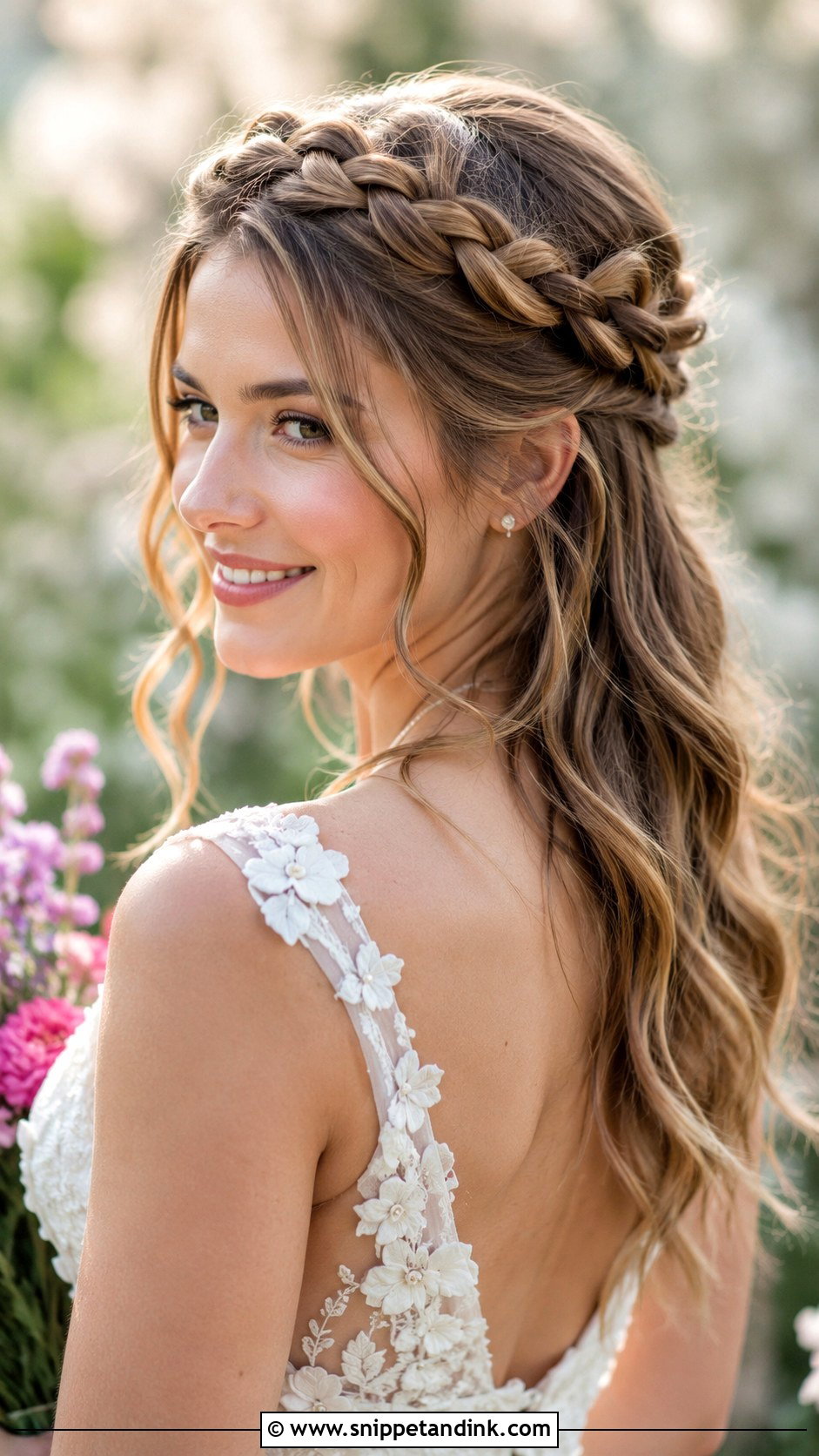 Braided Crown Down Wedding Hairstyle - Snippet and Ink - 30 Wedding Hairstyles Down