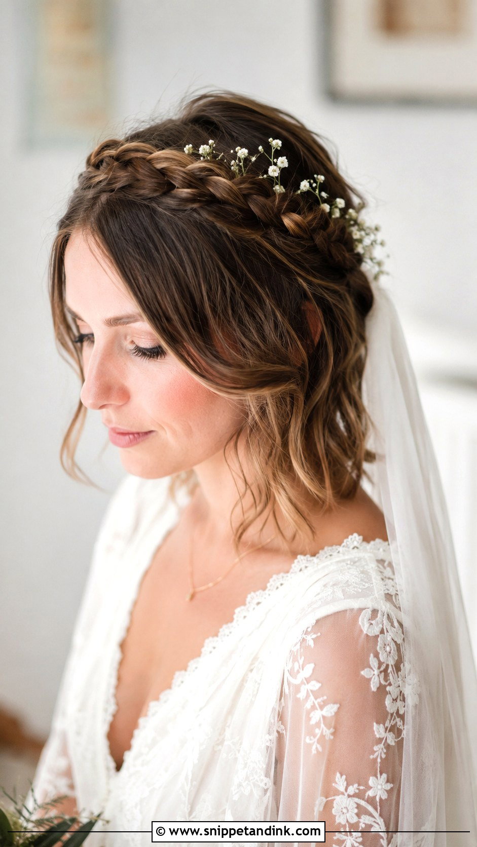 Braided Crown For Short Hair - Snippet and Ink - 25 Short Hair Bridal Hairstyles