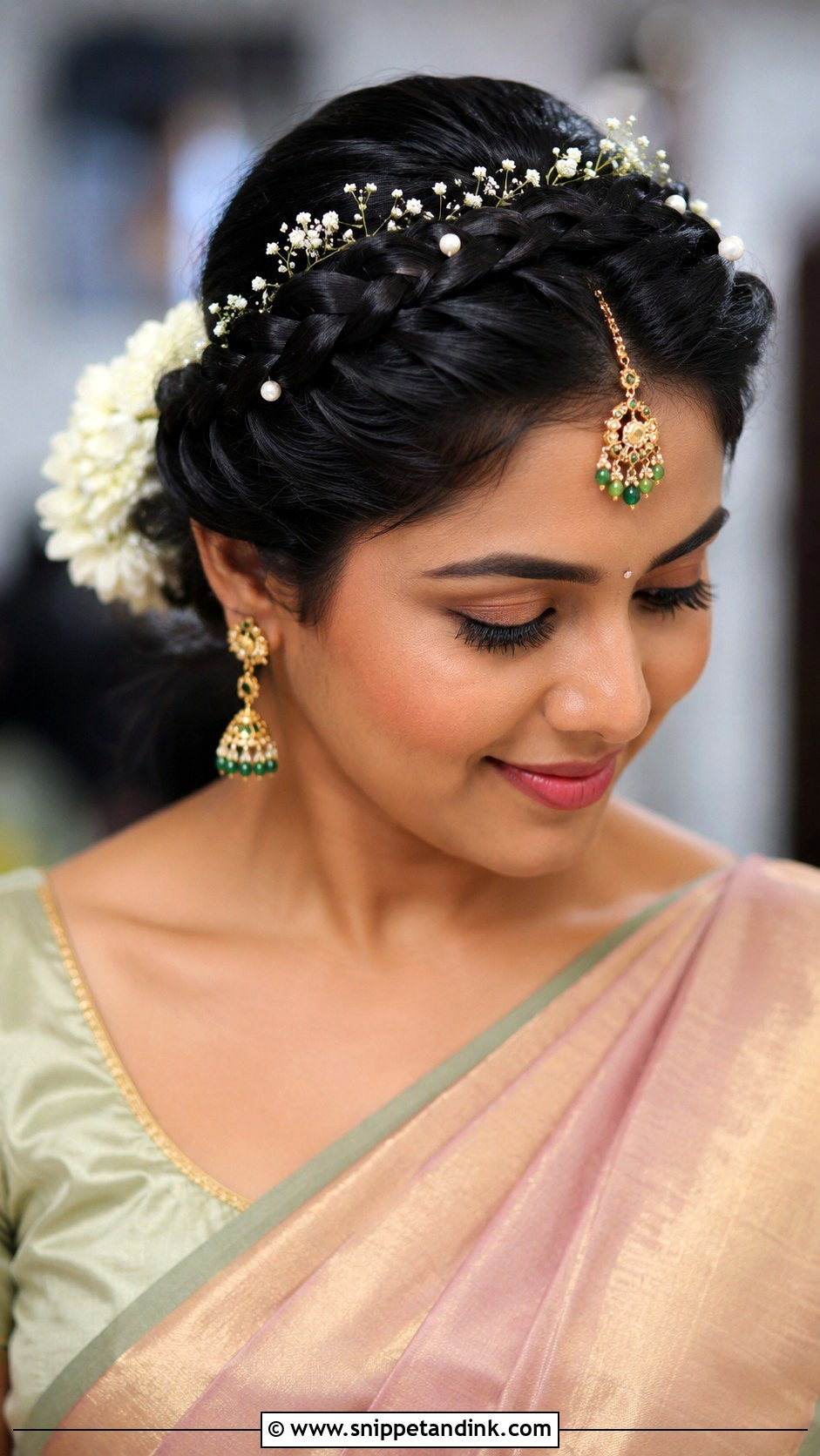 Braided Crown Hairstyle - Snippet and Ink - 35 South Indian Wedding Hairstyles