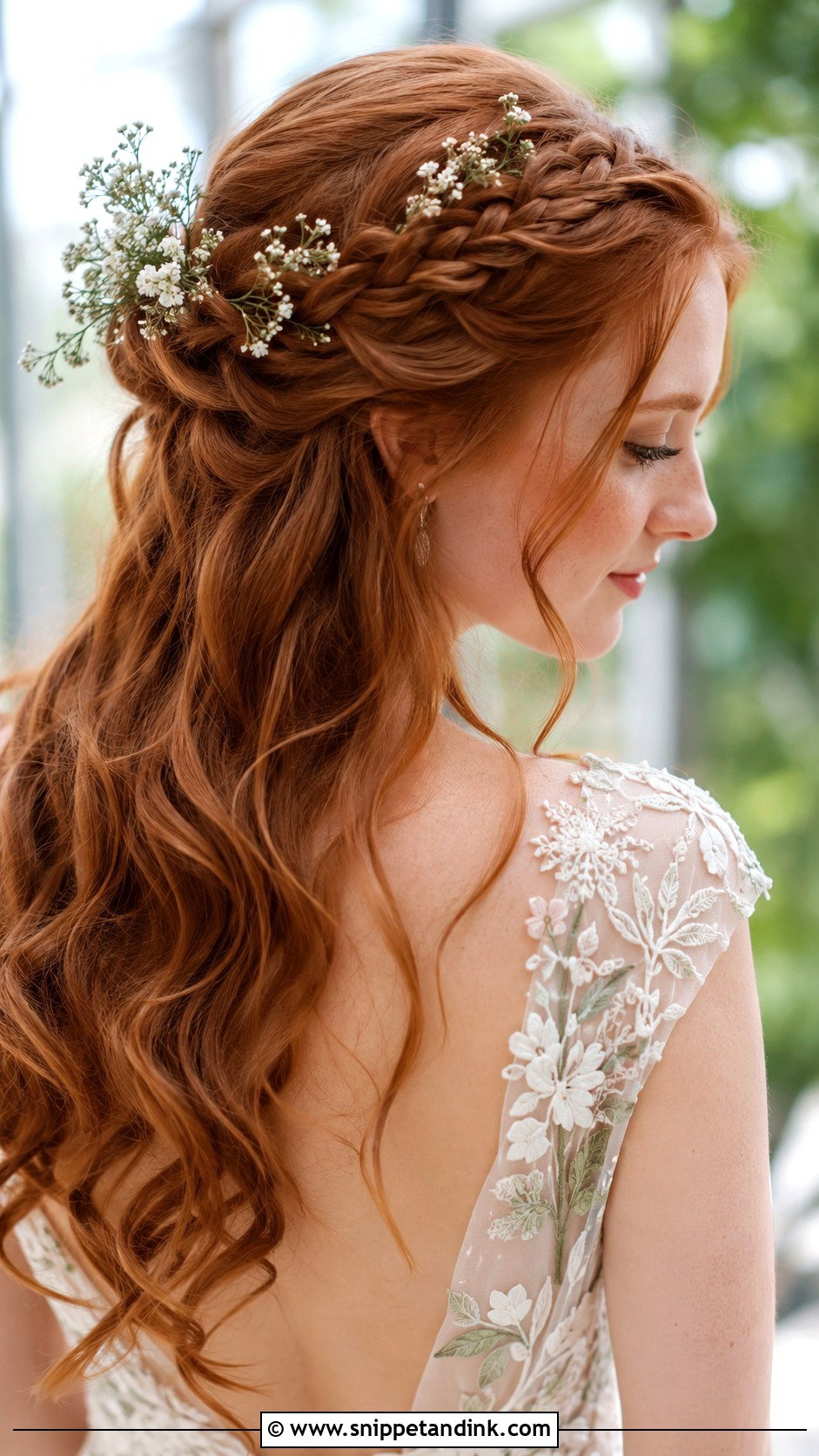Braided Crown Half Up - Snippet and Ink - 25 Shoulder Length Wedding Hairstyles