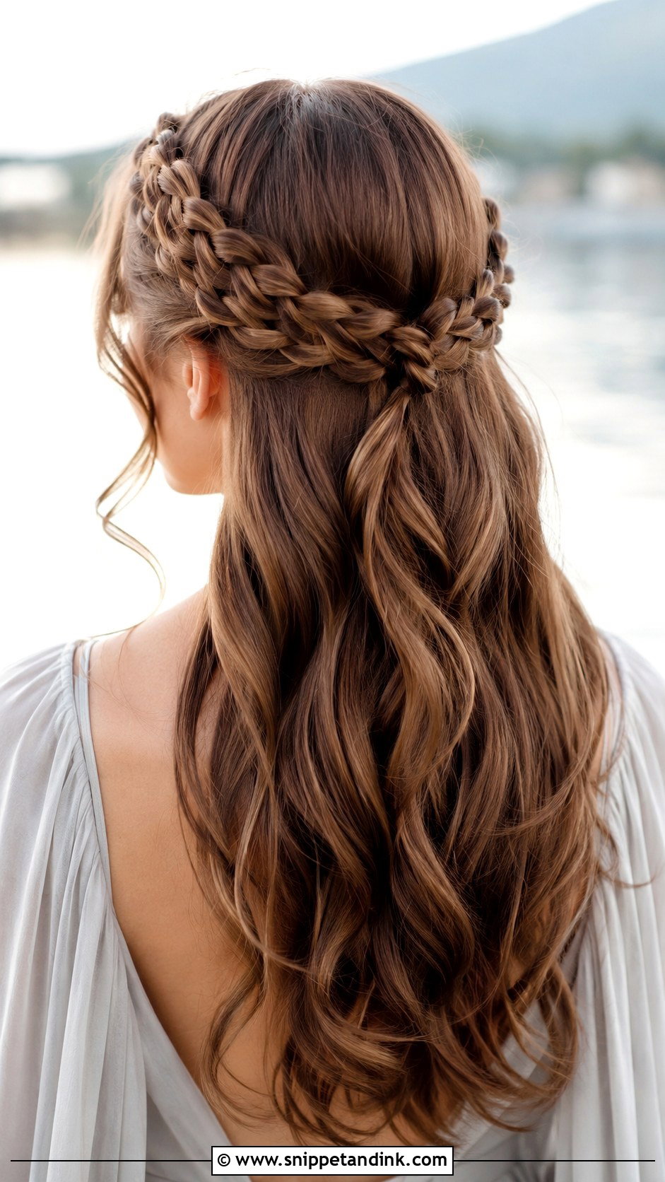 Braided Crown Half Up - Snippet and Ink - 30 Engagement Hair Ideas