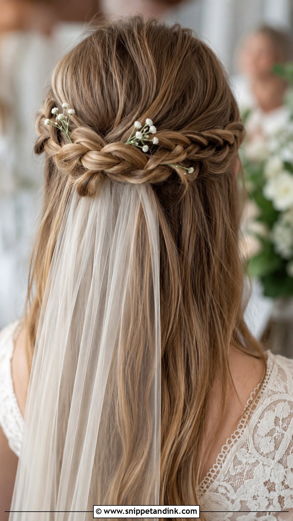 Braided Crown Half Up - Snippet and Ink - 30 Straight Hair Hairstyles for Wedding