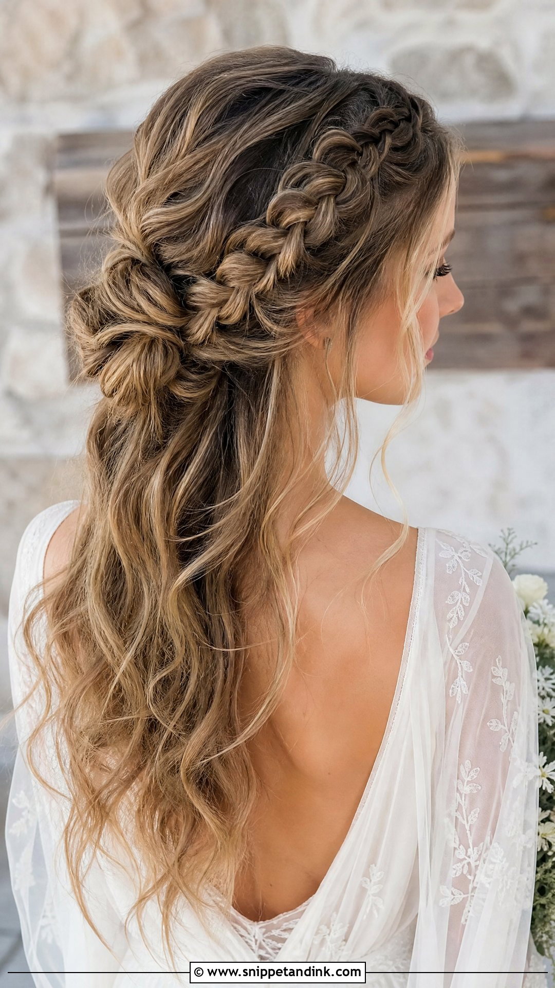 Braided Crown Half Up Bun - Snippet and Ink - 20 Half-Up Half-Down Bun Wedding Hair Ideas