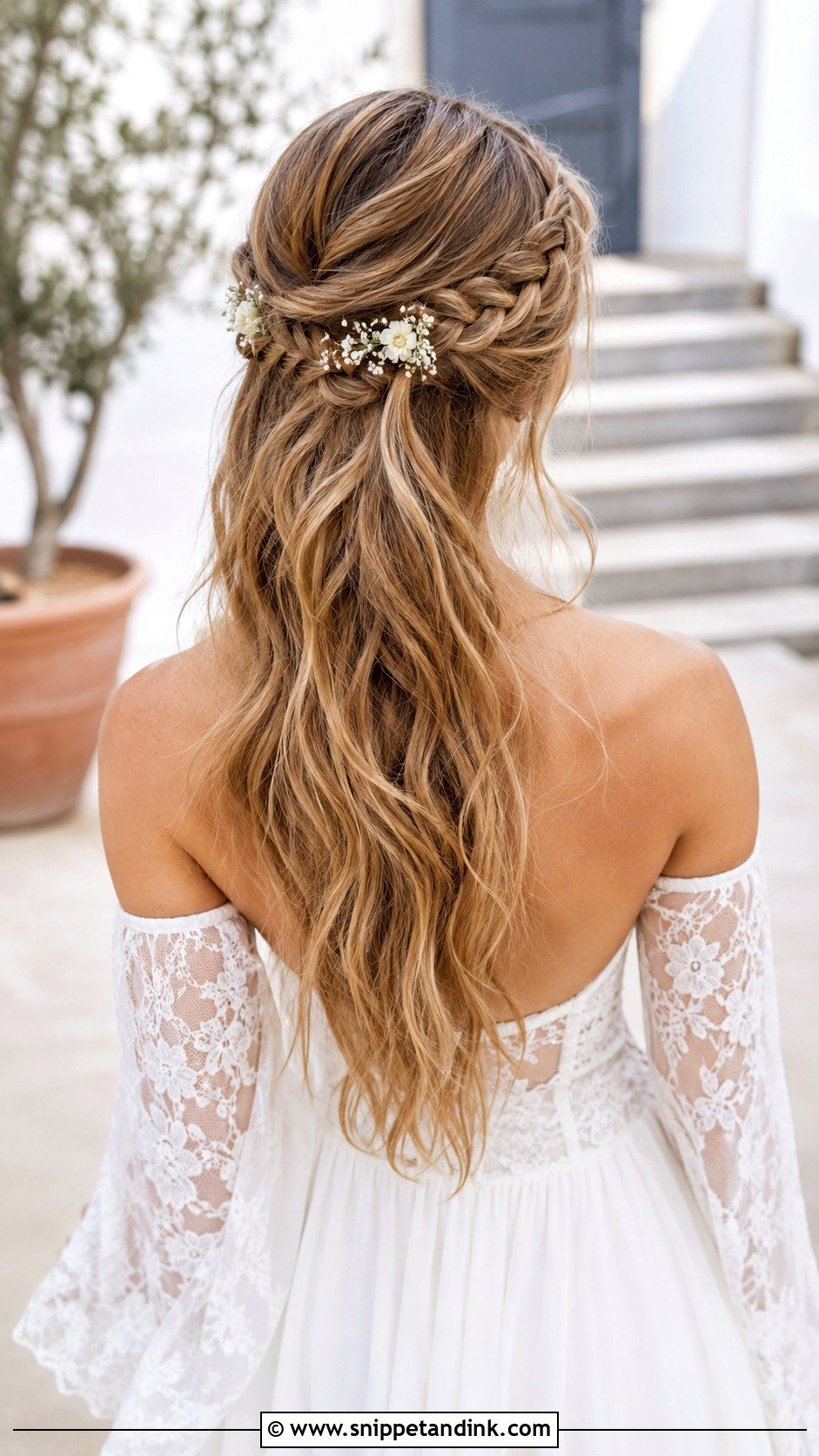 Braided Crown Half Up Half Down - Snippet and Ink - 35 Half-Up Half-Down Wedding Hairstyles