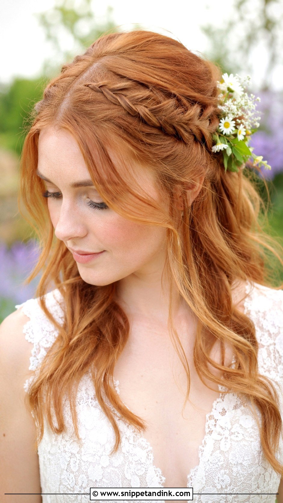 Braided Crown Half Up - Snippet and Ink - 20 Bridal Long Hairstyles