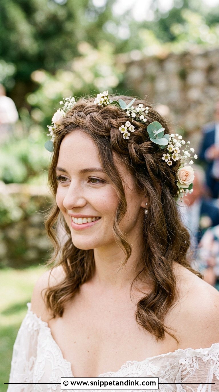Braided Crown Halo - Snippet and Ink - 20 Bridal Hair with Crown Ideas