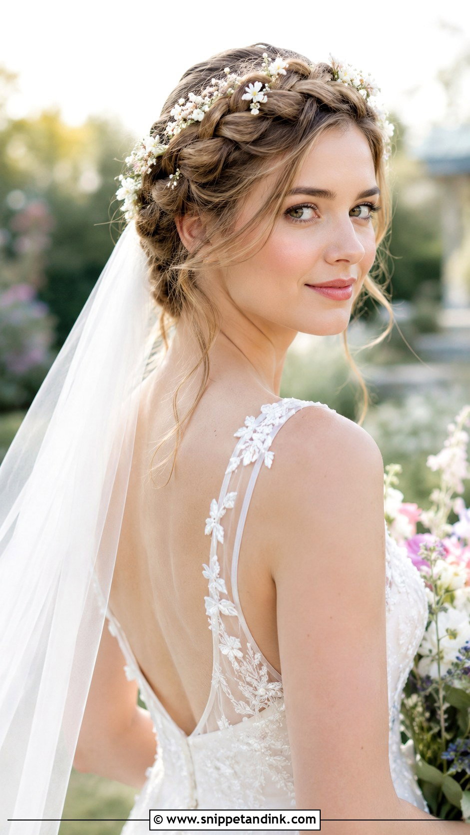 Braided Crown Halo Hairstyle - Snippet and Ink - 35 Bridal Hairstyles