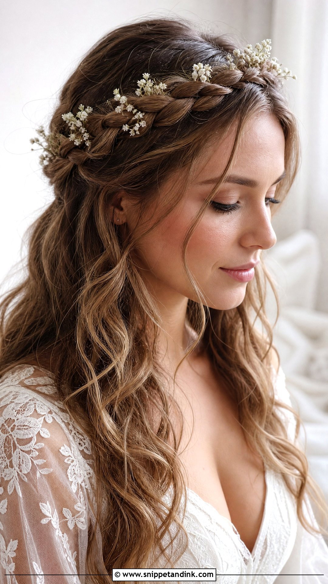Braided Crown Halo for Brides - Snippet and Ink - 20 Wedding Hair Ideas for Long Hair