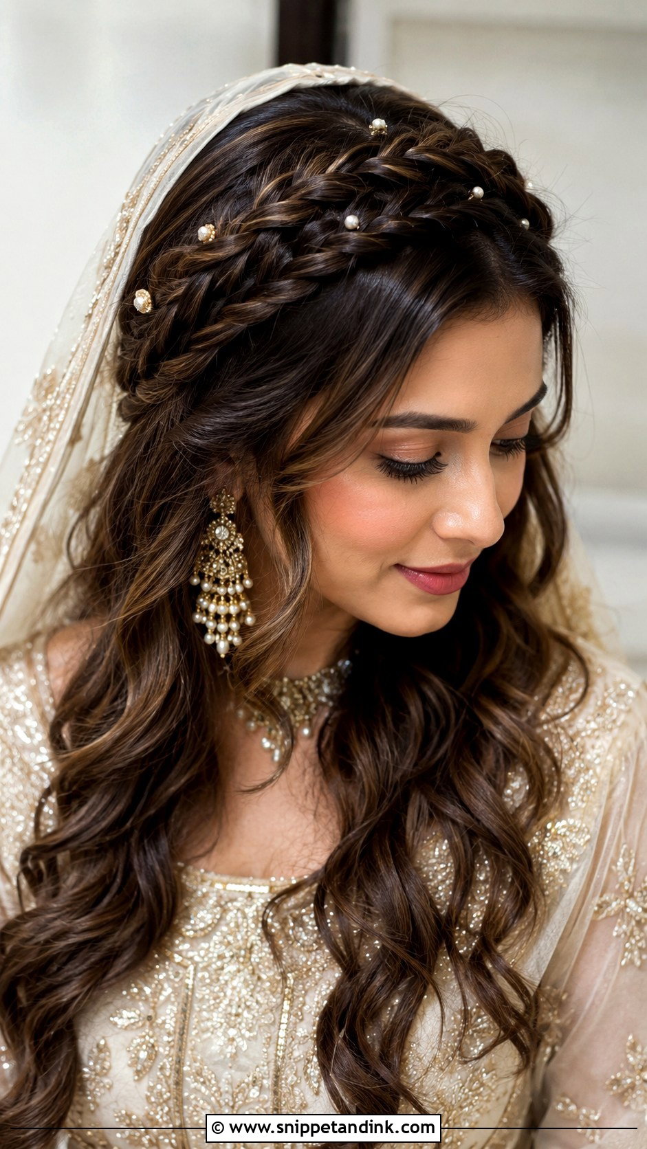 Braided Crown Nikah Hairstyle - Snippet and Ink - 20 Nikah Bride Hairstyles