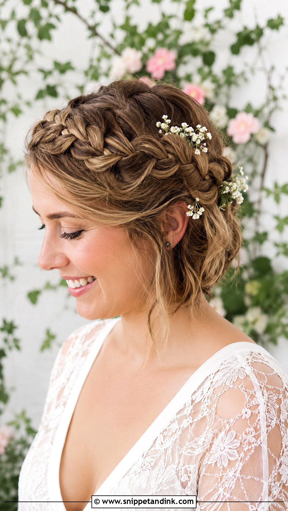 Braided Crown On Short Hair - Snippet and Ink - 25 Wedding Guest Hairstyles Short Hair