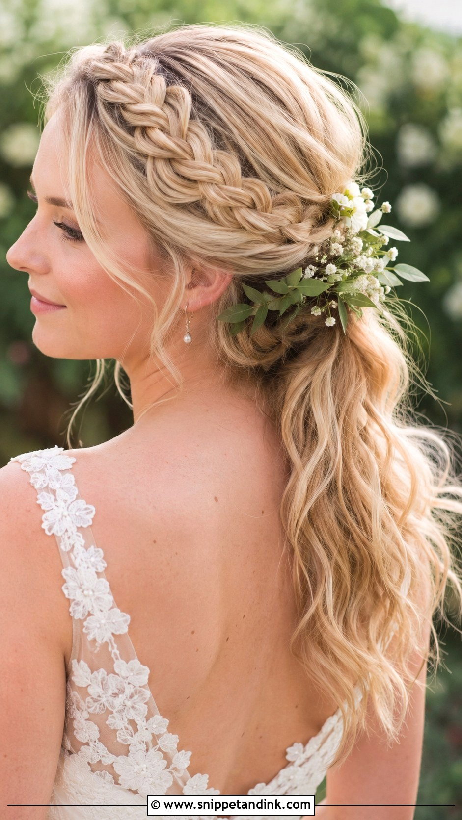 Braided Crown Ponytail - Snippet and Ink - 30 Pony Tailed Wedding Hairstyle Ideas