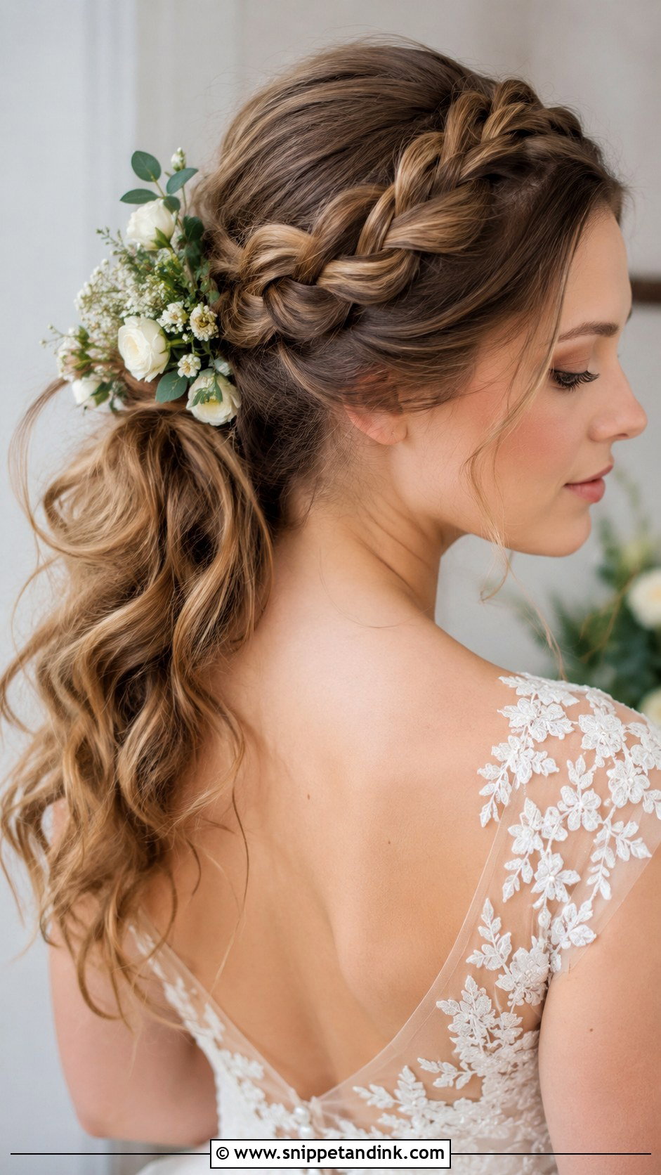 Braided Crown Ponytail Updo - Snippet and Ink - 20 Pony Updo Wedding Ideas