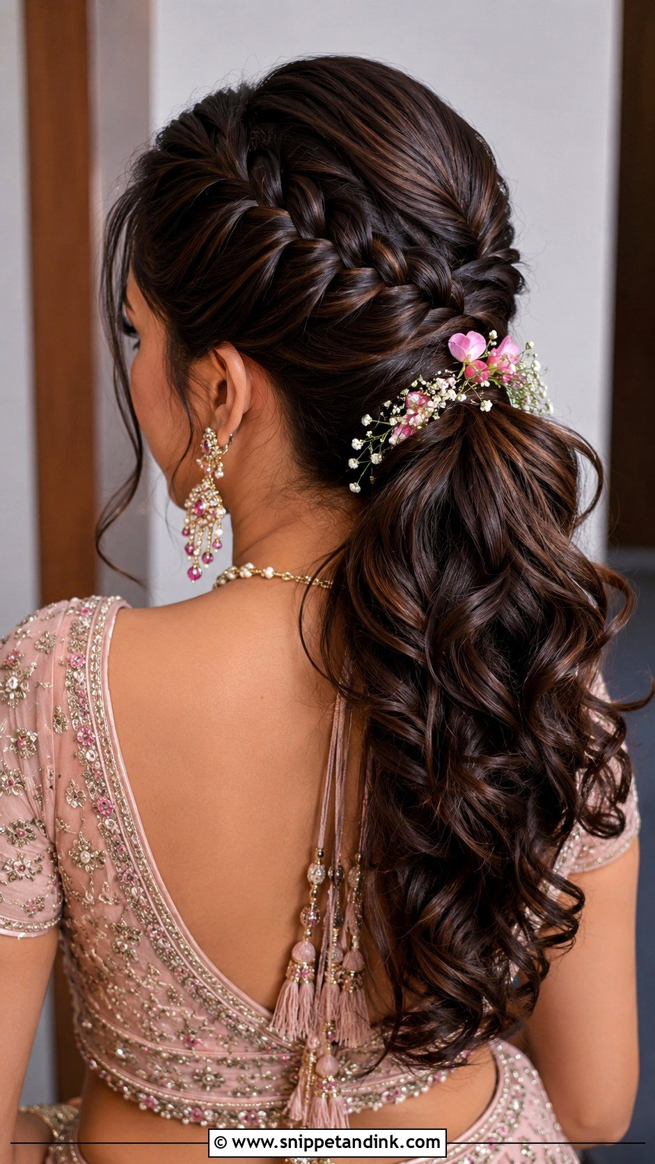 Braided Crown Ponytail - Snippet and Ink - 20 Indian Wedding Ponytail Hairstyles
