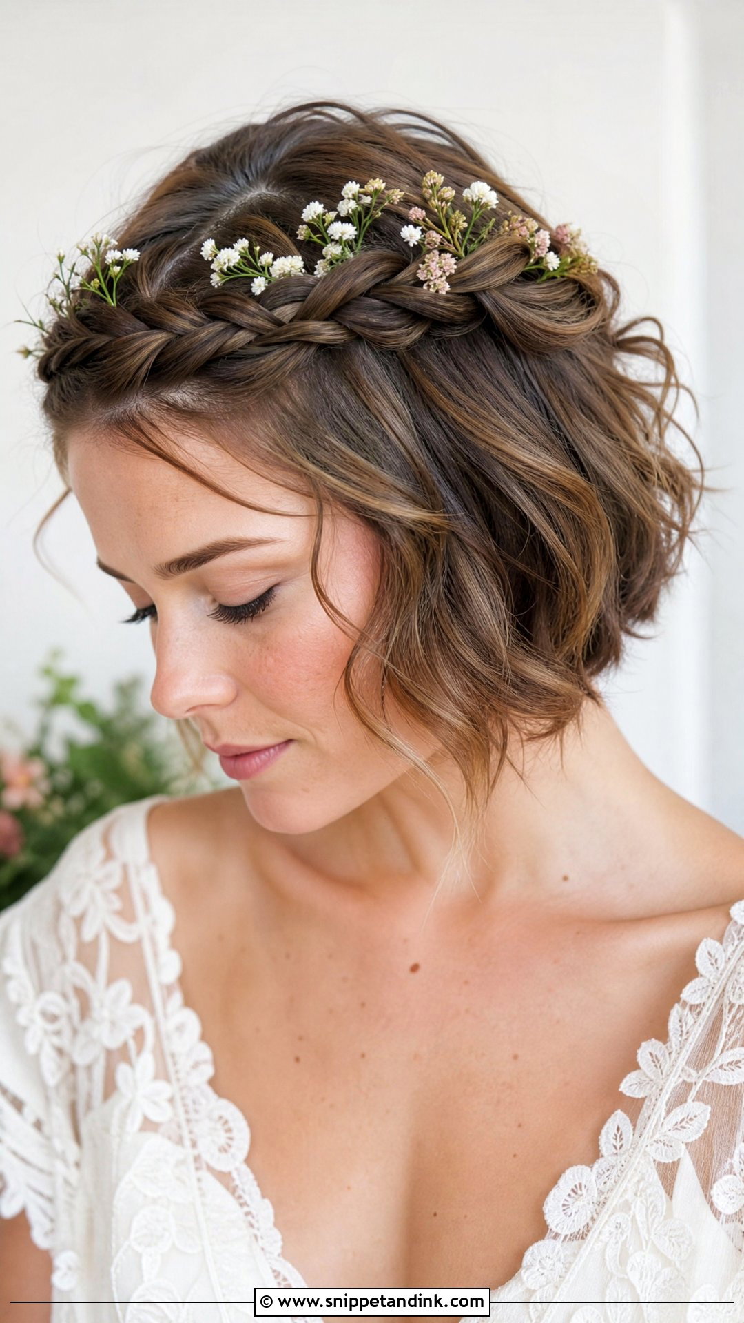 Braided Crown Short Hair - Snippet and Ink - 20 Wedding Hair Short Length Ideas