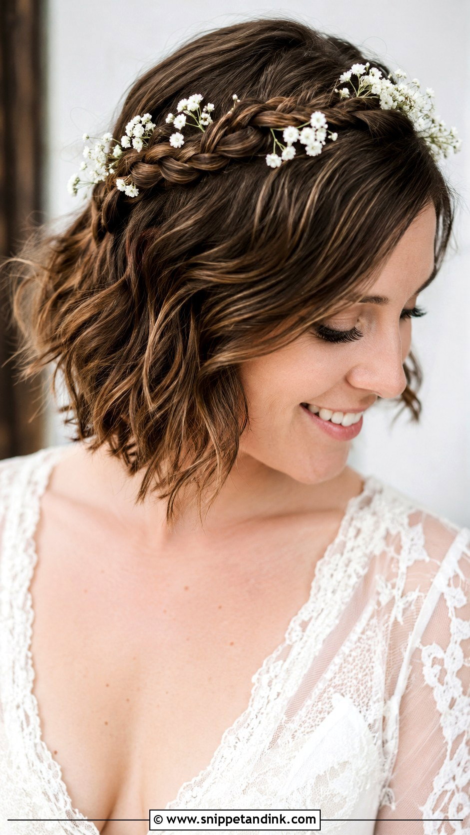 Braided Crown Short Hair - Snippet and Ink - 20 Wedding Hair Short Hair Ideas
