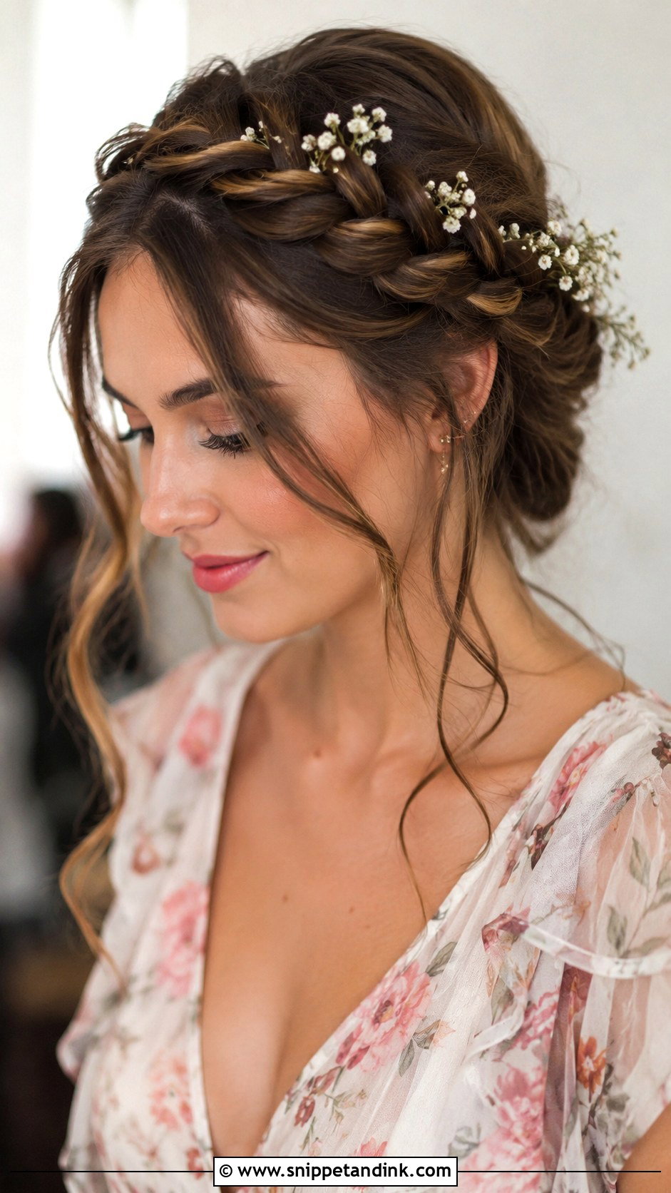Braided Crown Updo - Snippet and Ink - 25 Short Hair Wedding Guest Ideas
