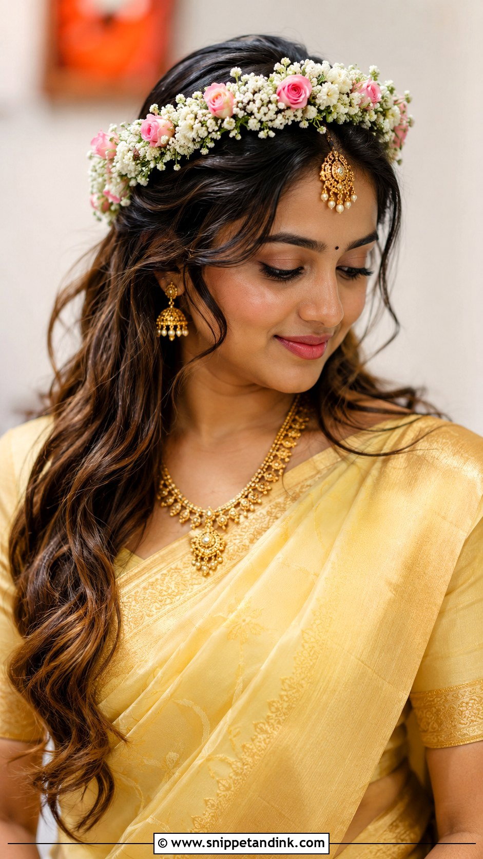 Braided Crown Updo - Snippet and Ink - 25 Tamil Bride Hairstyle Ideas
