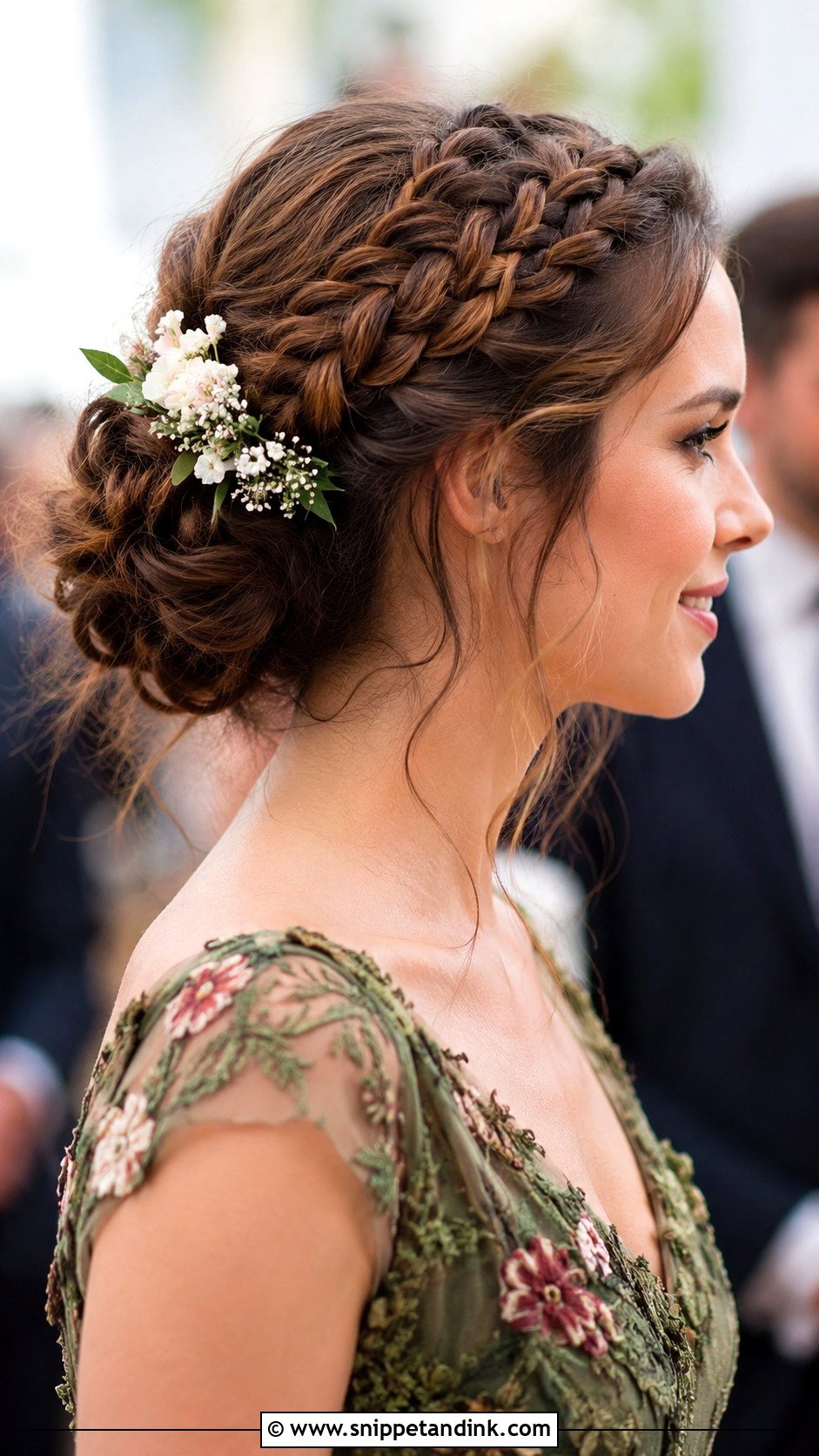 Braided Crown Updo - Snippet and Ink - 30 Medium Length Hair Styles Wedding Guest