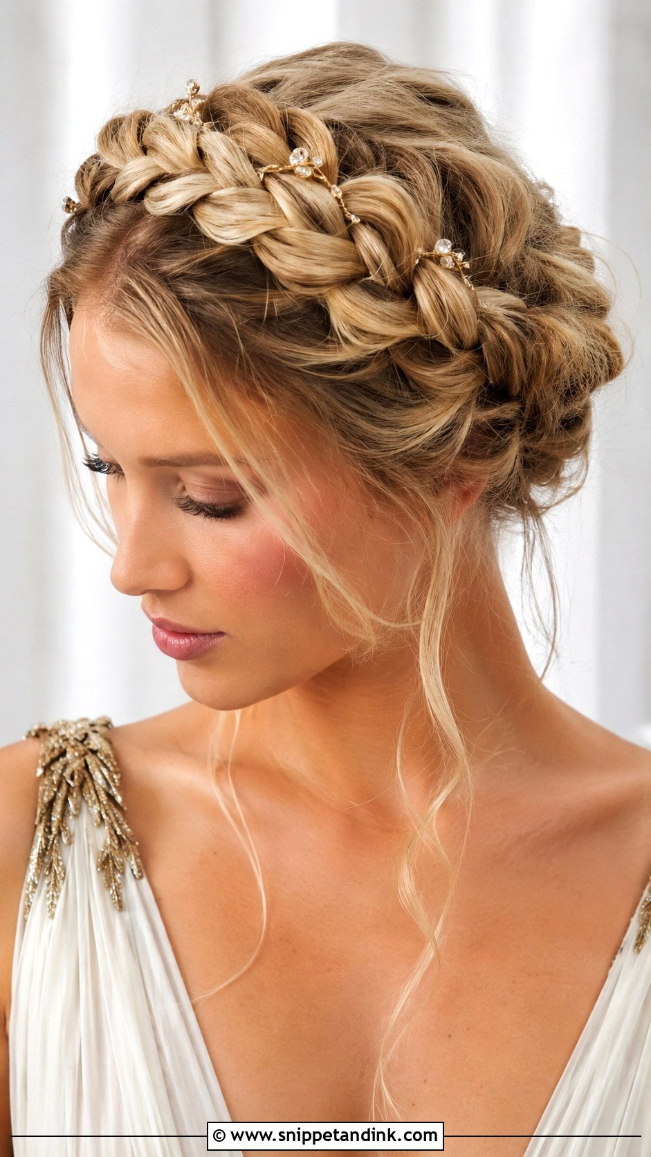Braided Crown Updo - Snippet and Ink - 20 Black Tie Wedding Guest Hairstyles