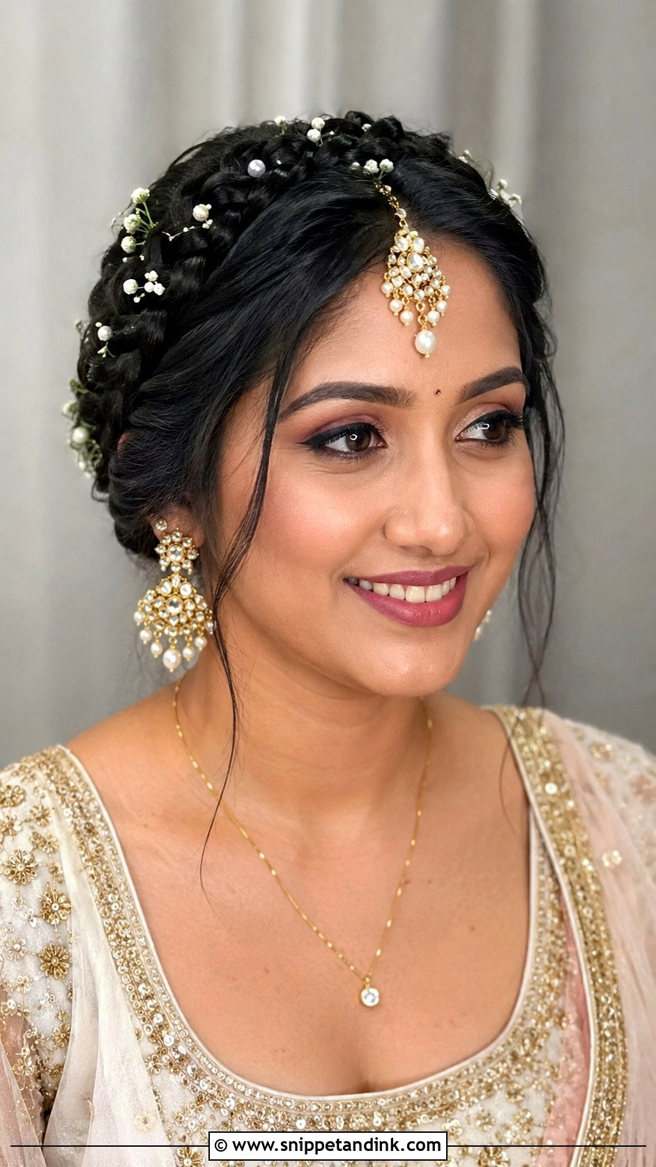 Braided Crown Updo - Snippet and Ink - 20 Hairstyles for Desi Weddings