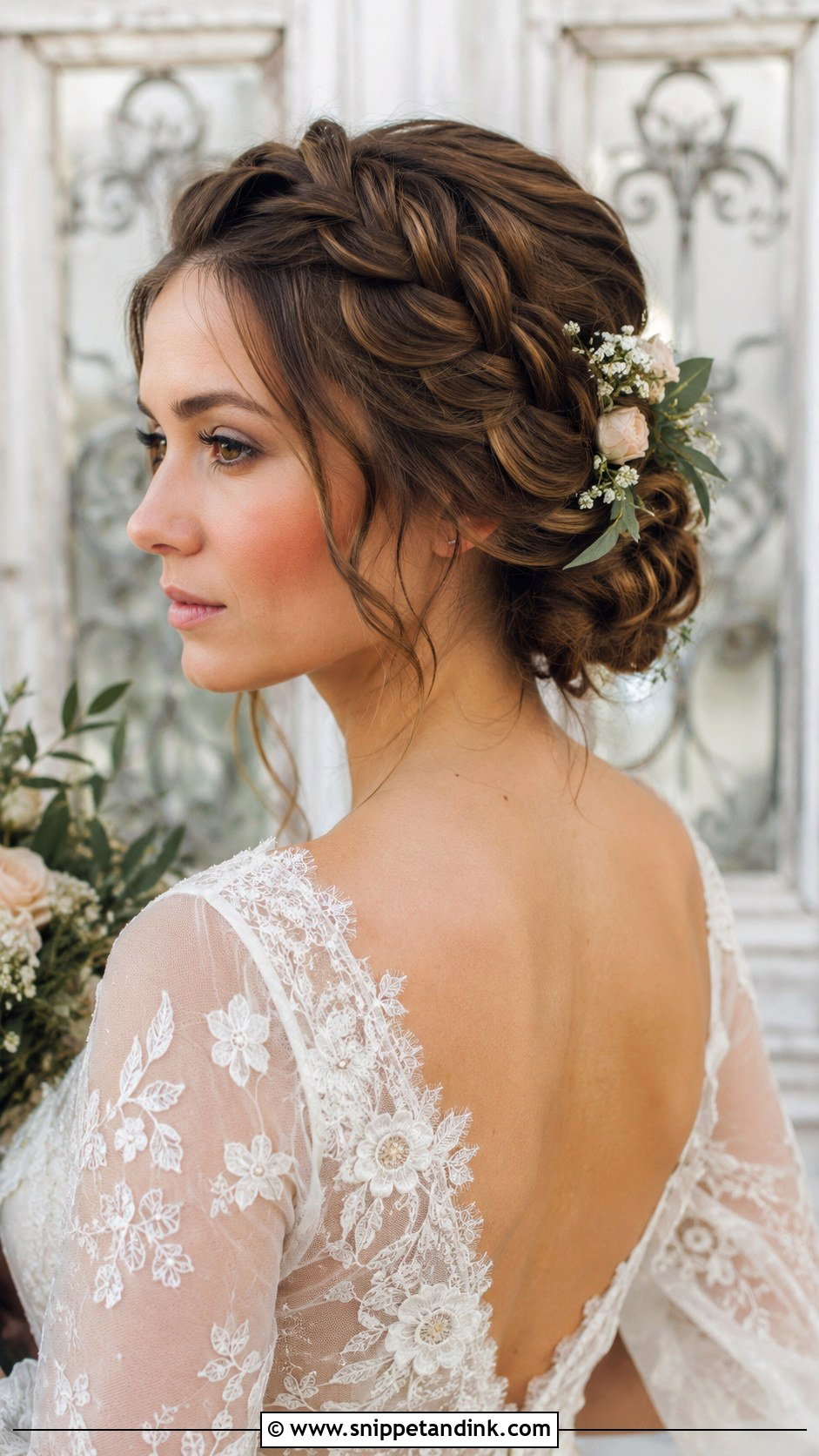 Braided Crown Updo - Snippet and Ink - 20 Hollywood Bridal Hair Ideas
