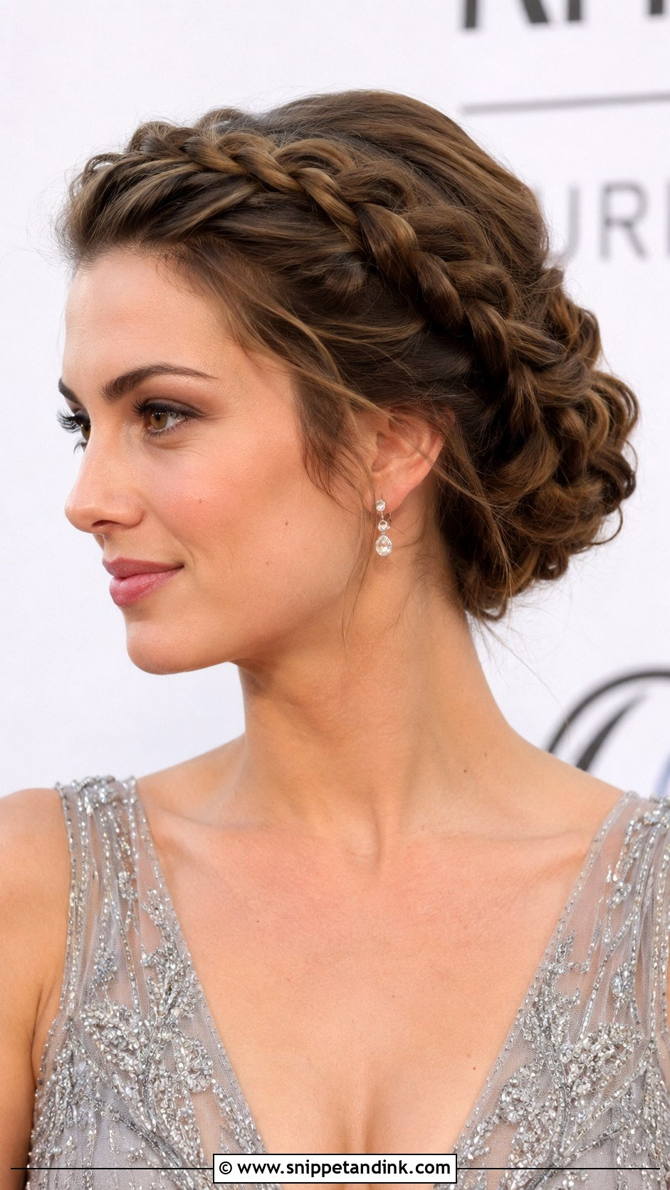 Braided Crown Updo - Snippet and Ink - 20 Long Black Tie Hairstyles