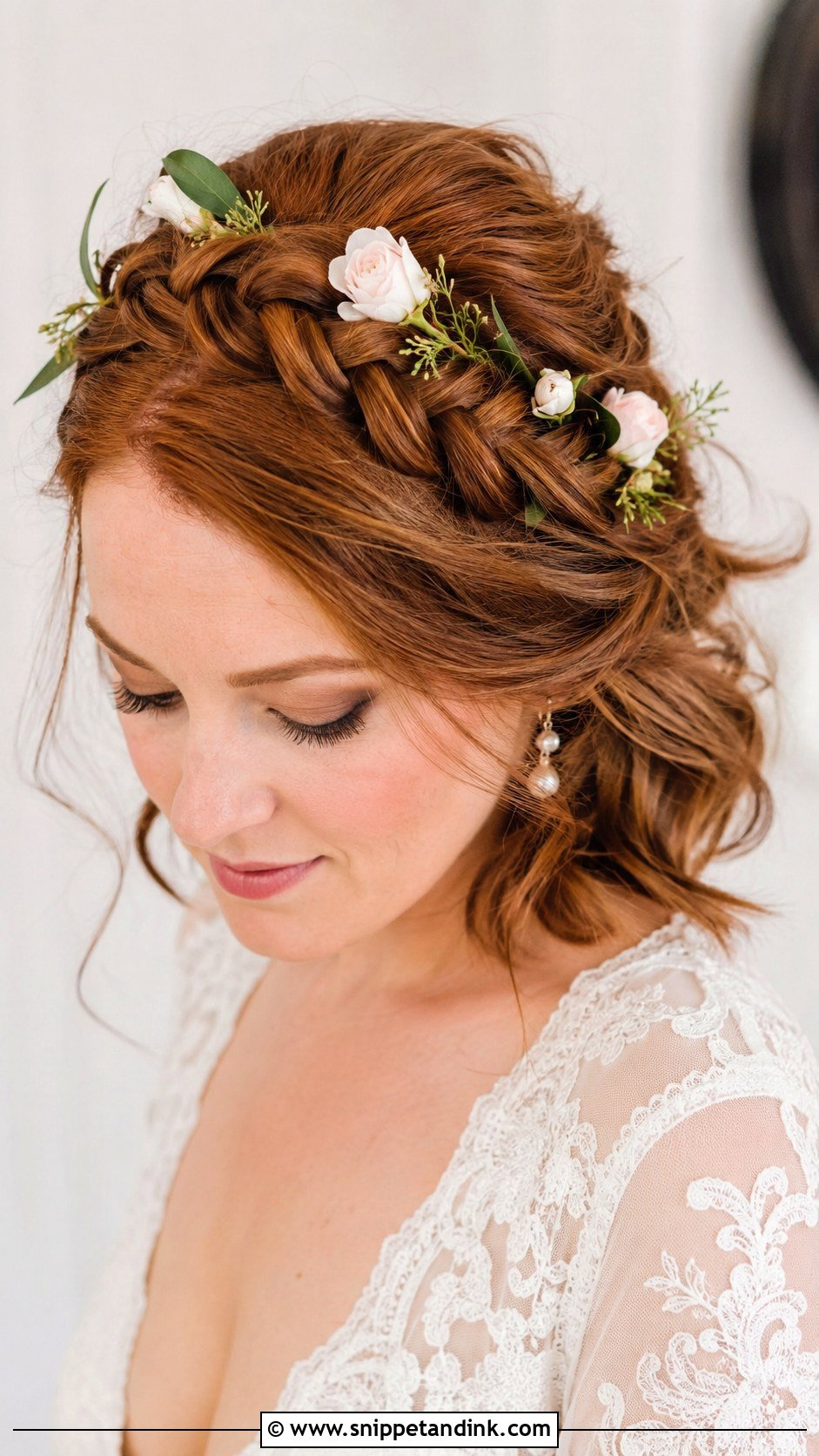 Braided Crown Updo - Snippet and Ink - 20 Quick Easy Updos for Short Hair Shoulder Length Wedding Hairstyles