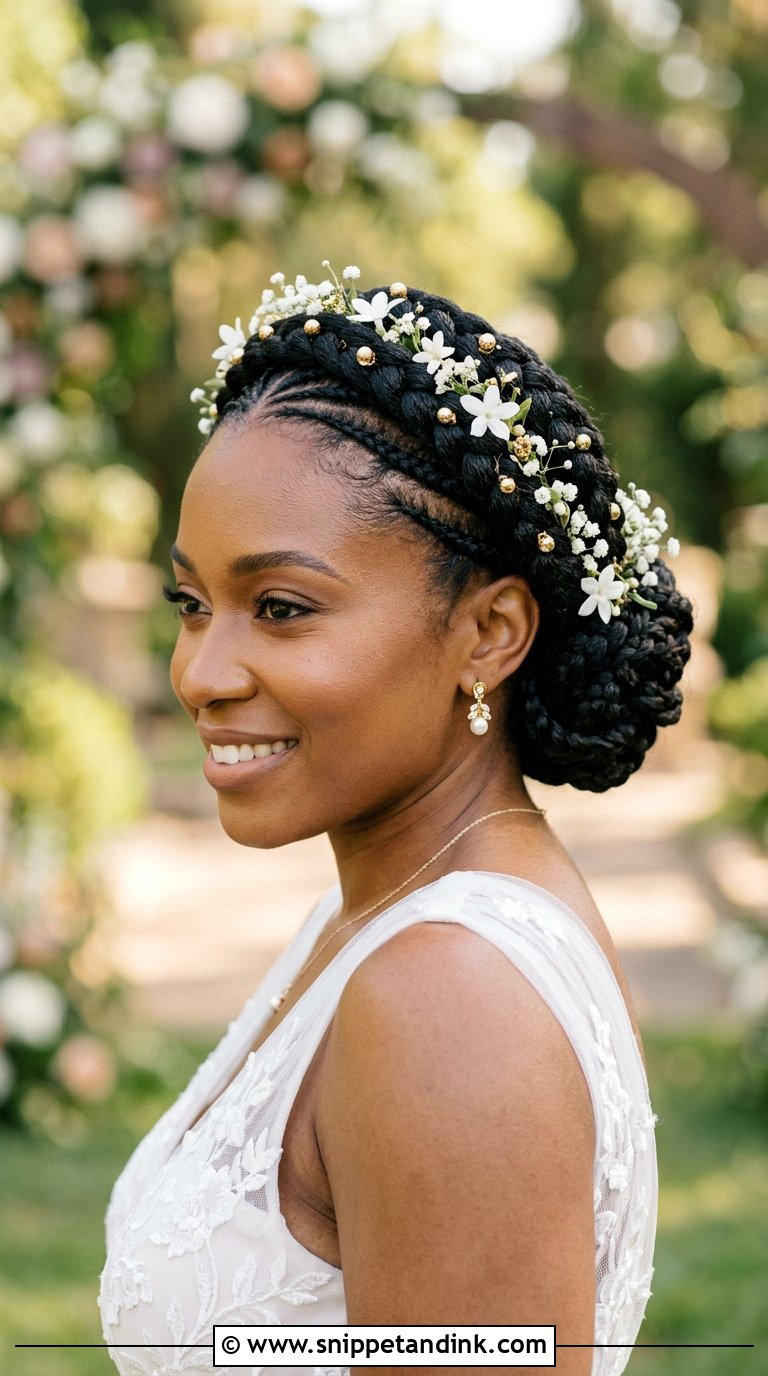Braided Crown Updo - Snippet and Ink - 20 Black Wedding Hair Ideas