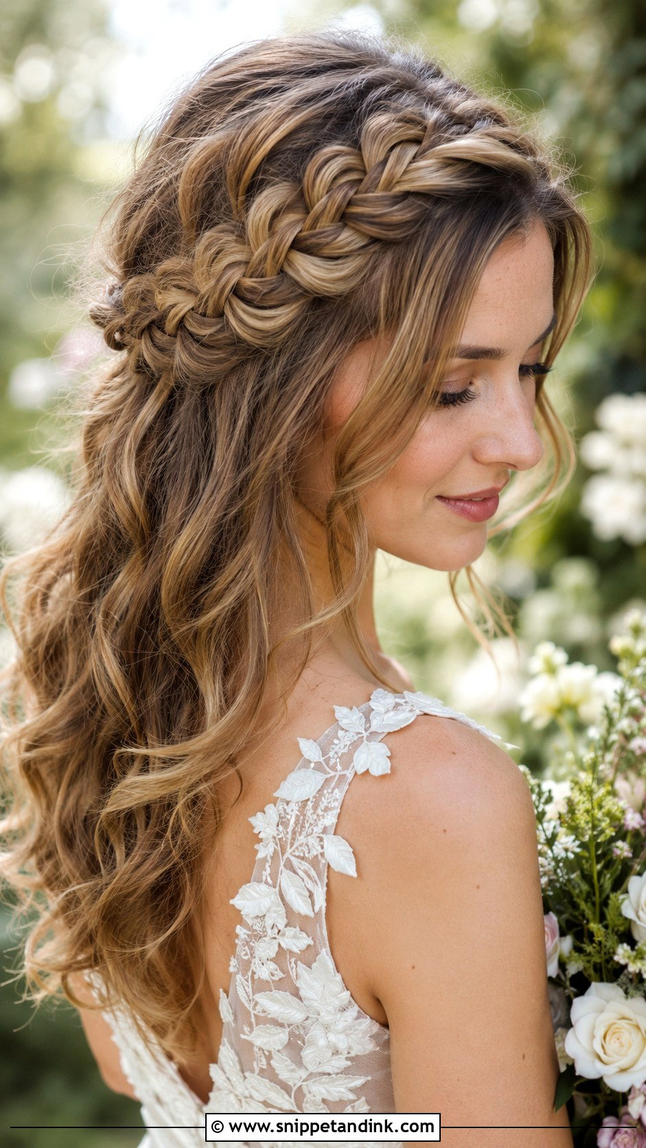 Braided Crown Updo - Snippet and Ink - 20 Round Face Wedding Hairstyles