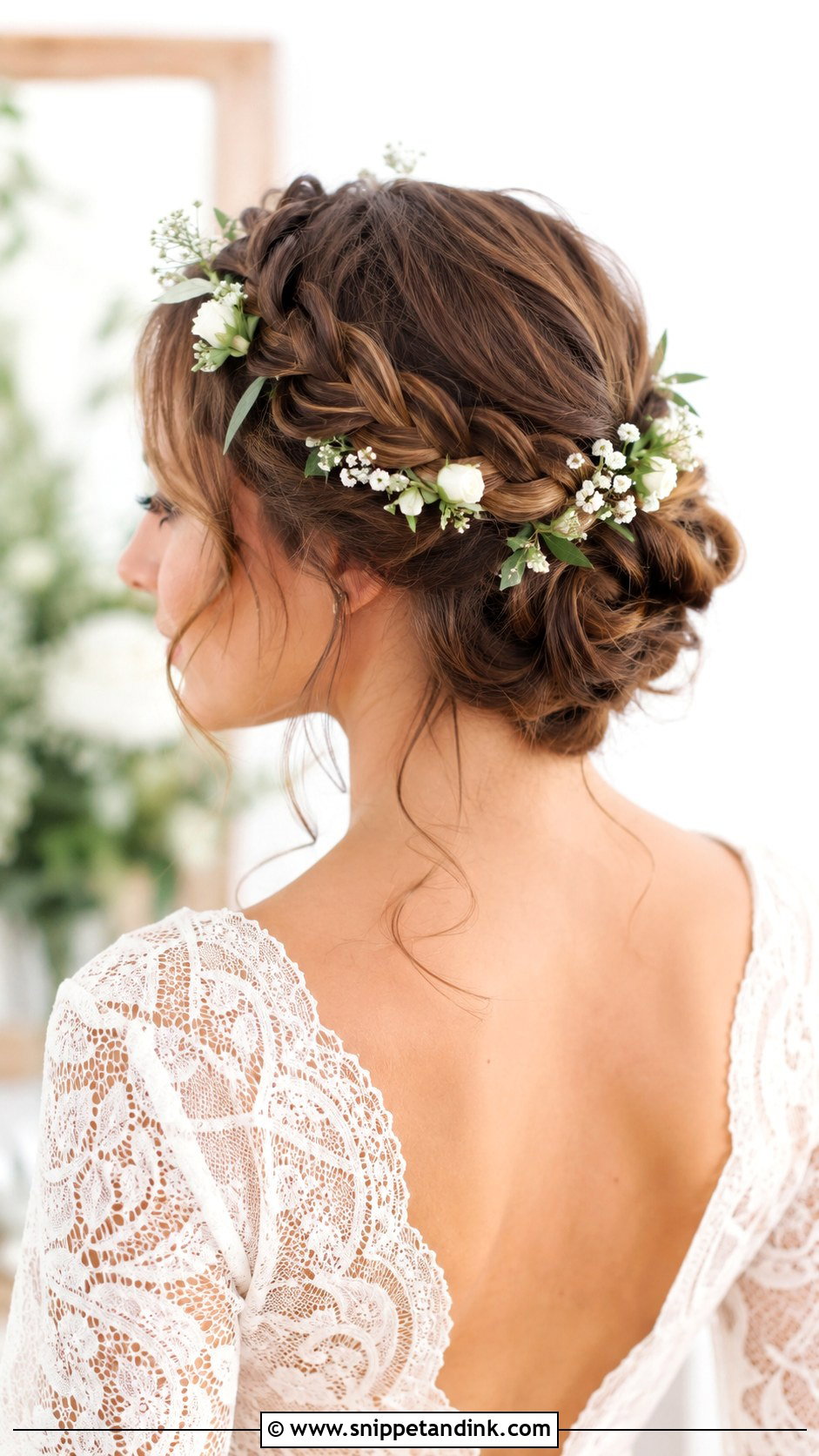 Braided Crown Updo - Snippet and Ink - 20 Round Face Bridal Hair Ideas