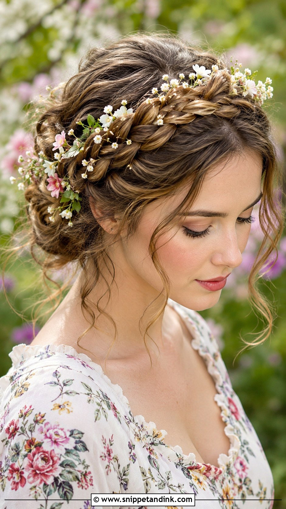 Braided Crown Updo - Snippet and Ink - 20 Upstyles for Medium Hair Wedding Guest Ideas