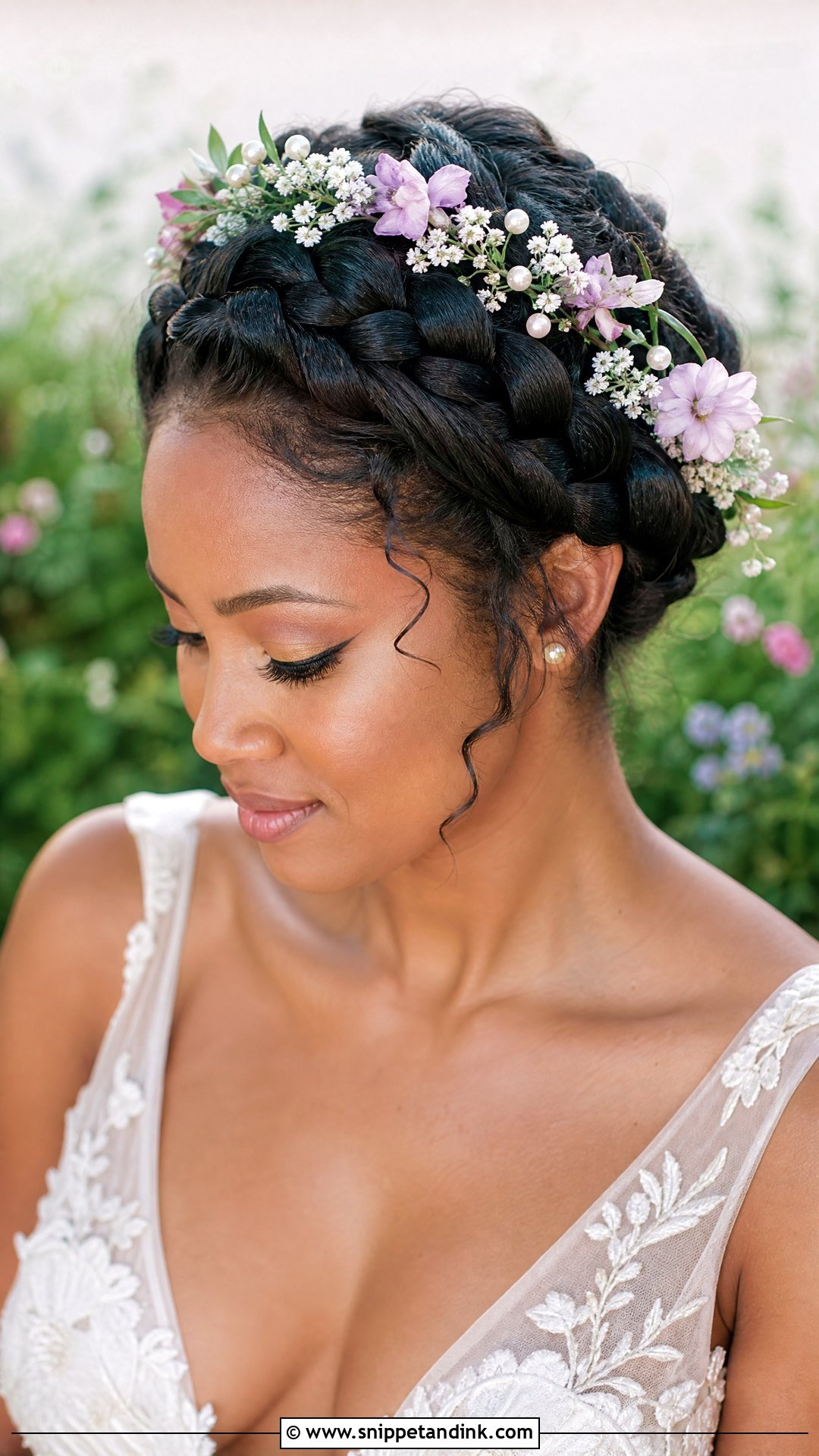 Braided Crown Updo - Snippet and Ink - 20 Wedding Hair Black Hair Ideas