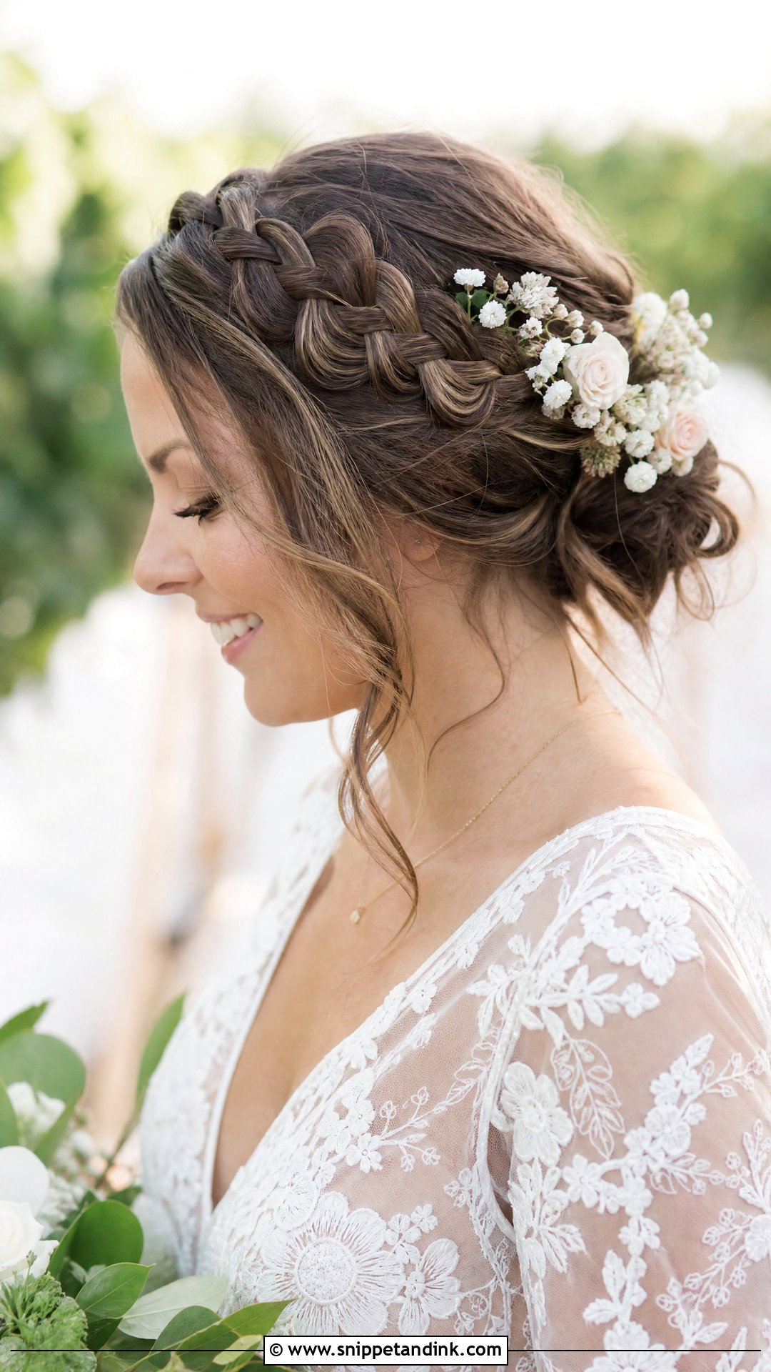 Braided Crown Updo - Snippet and Ink - 20 Wedding Hair Inspo Ideas