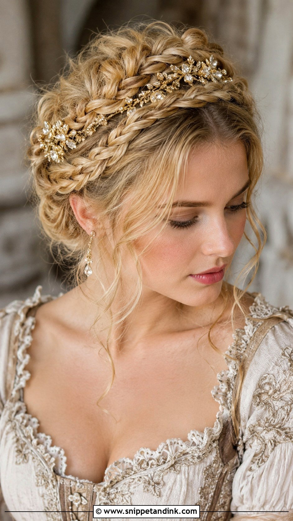 Braided Crown Updo - Snippet and Ink - 20 Wedding Hair with Crown Ideas
