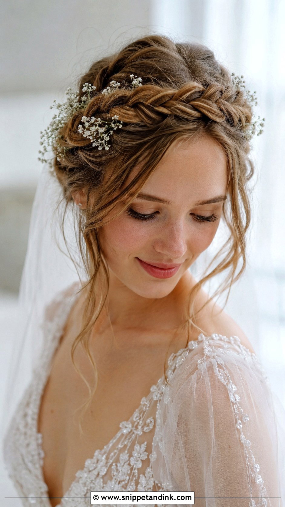 Braided Crown Updo - Snippet and Ink - 25 Glam Wedding Hair Ideas