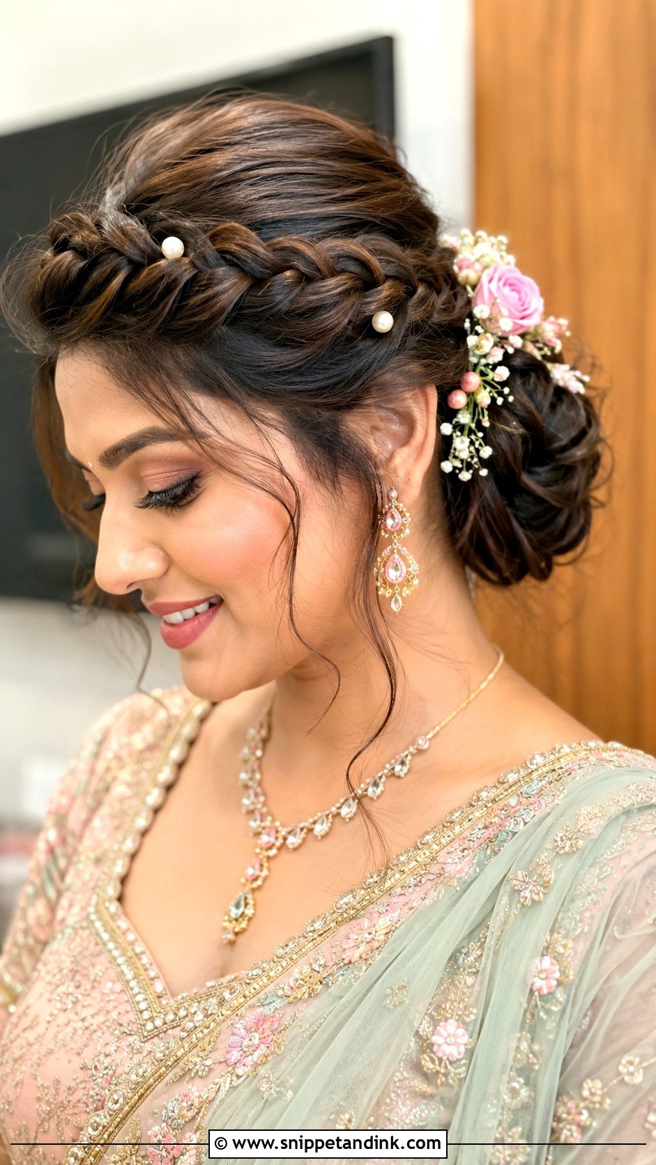 Braided Crown Updo - Snippet and Ink - 25 Indian Weddings Bridal Hairstyles