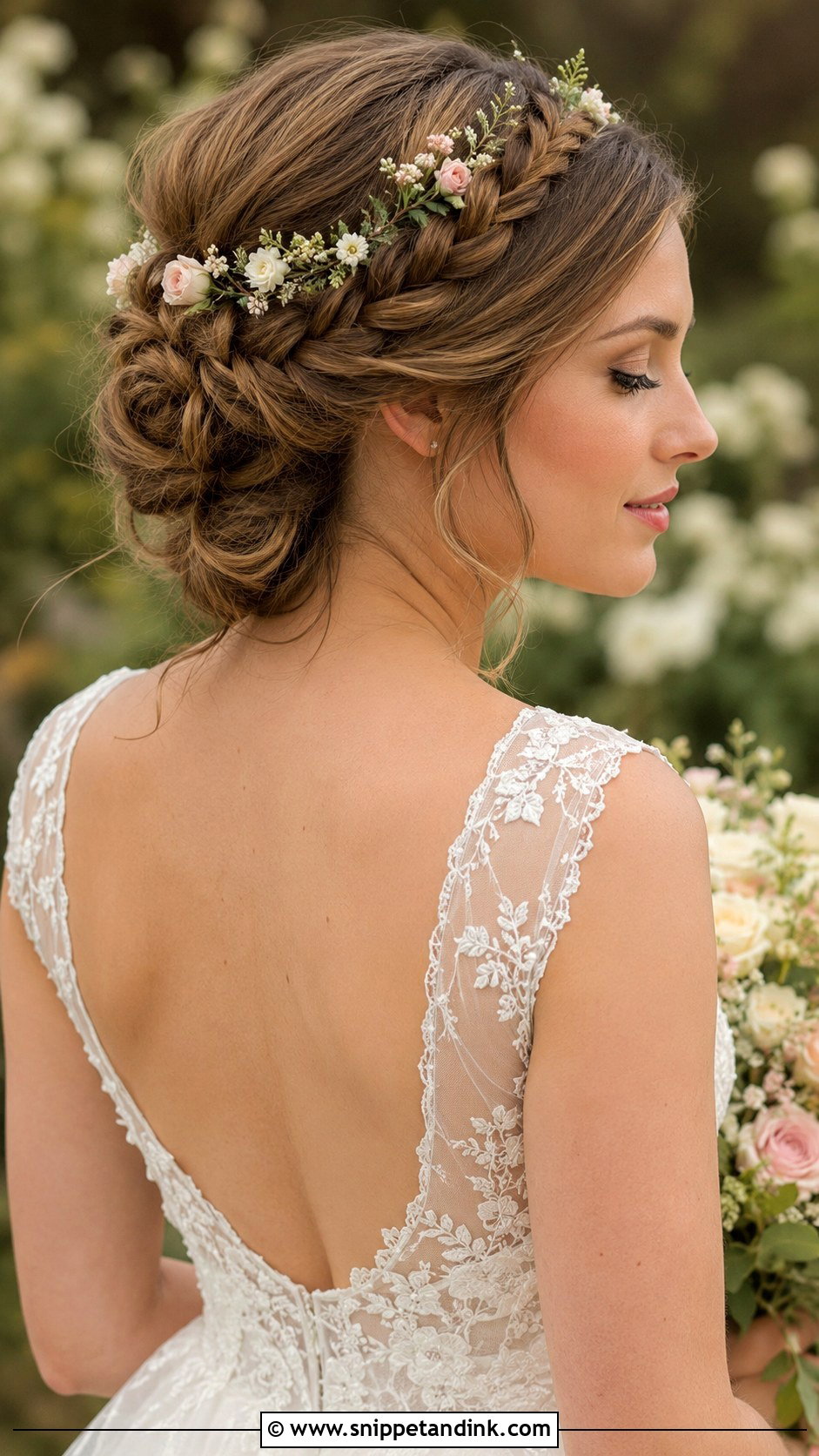 Braided Crown Updo - Snippet and Ink - 25 Long Bridal Hair Ideas