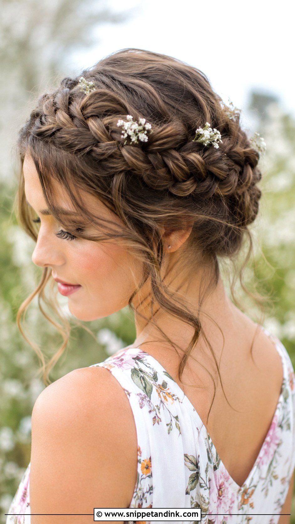 Braided Crown Updo - Snippet and Ink - 25 Long Hairstyles for Wedding Guest