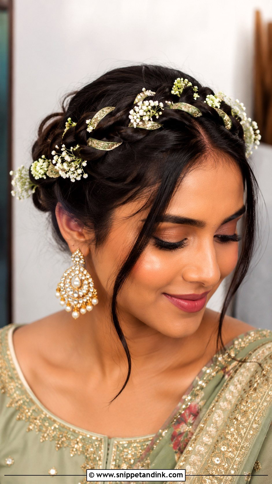 Braided Crown Updo - Snippet and Ink - 25 Mehndi Hairstyles for Bride Sister
